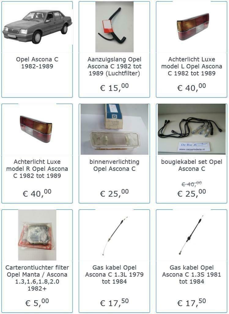 Ascona Koplamp Benzinepomp Kabel Waterpomp Radiateur Lager, Ophalen of Verzenden, Nieuw, Opel
