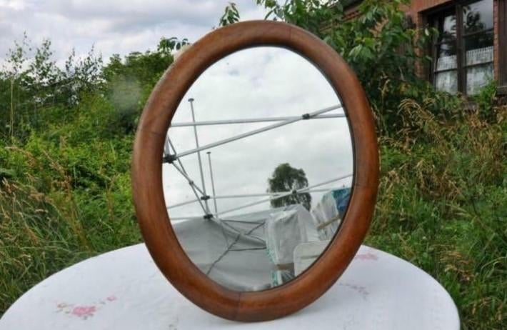 § miroir art deco bois merisier massif, Enlèvement ou Envoi, Ovale