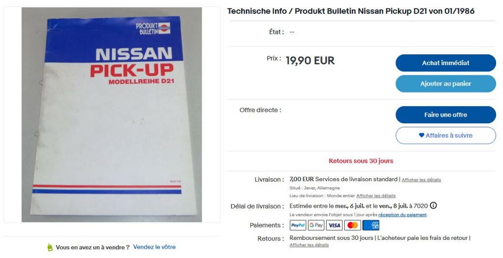 Nissan Navara PickUp D21 : Service Manual, Autos : Divers, Modes d'emploi & Notices d'utilisation, Enlèvement ou Envoi