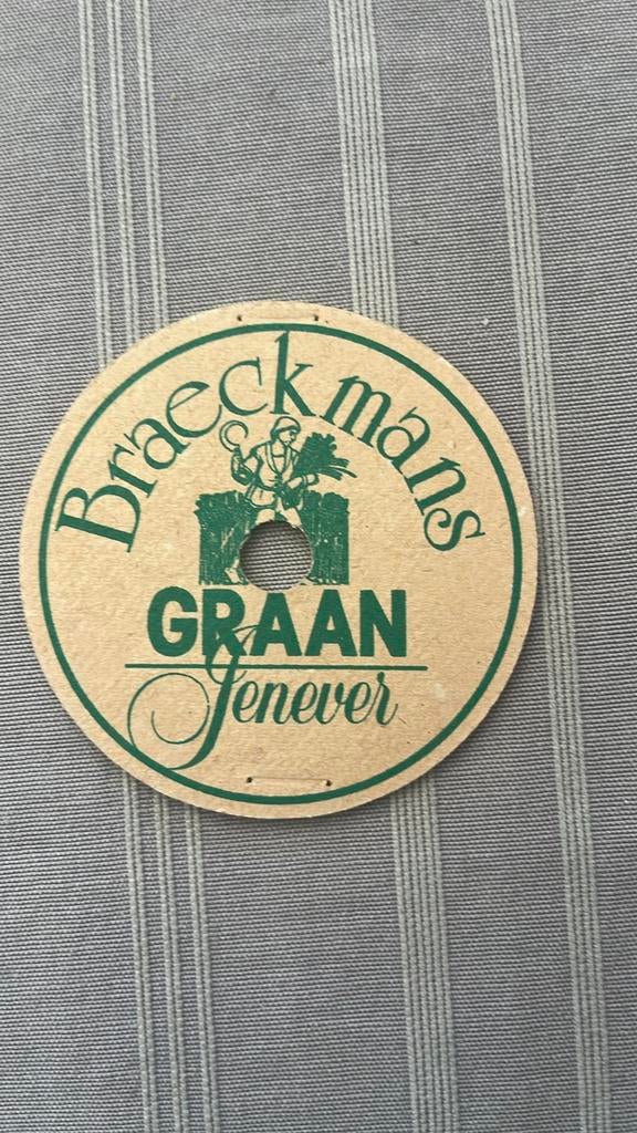 Oude bierviltje braeckmans graan jenever, Ophalen of Verzenden, Gebruikt, Viltje(s)