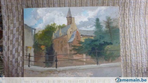 TITZ louis gouache sur carton 1910 MALINES, Antiek en Kunst