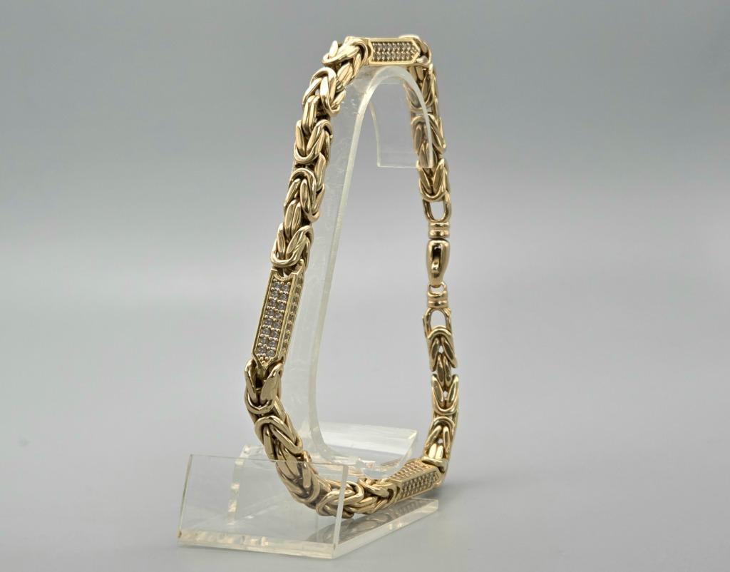 Gouden byzantijnsekoningsschakelarmband zirkonia's. 2025/501, Enlèvement ou Envoi, Comme neuf, Or, Or