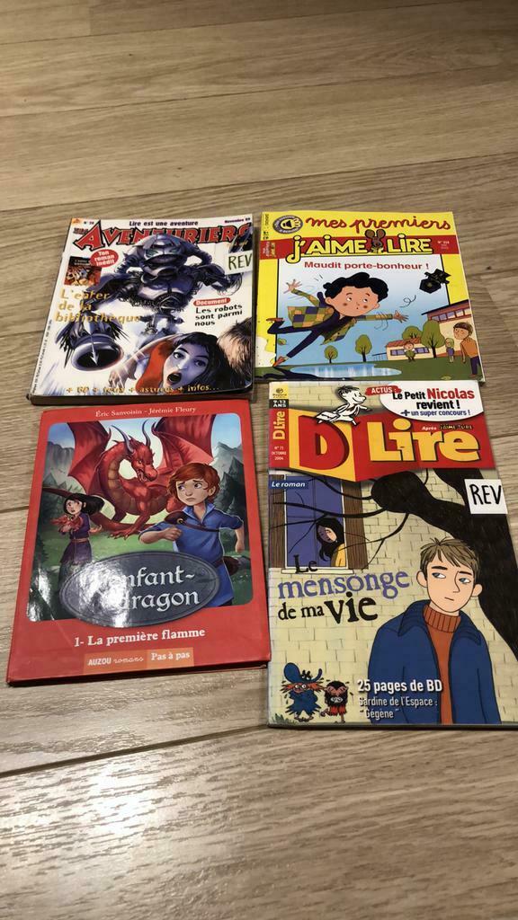 Lot de 4 livres : j’aime lire, la première flamme...., Livres, Utilisé
