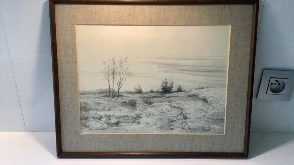 Oude potloodtekening in kader van Matthijs, Antiek en Kunst, Ophalen of Verzenden