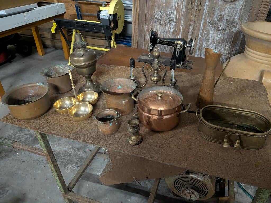 lot antiek koper en messing, vintage potten , decoratie, Enlèvement, Cuivre