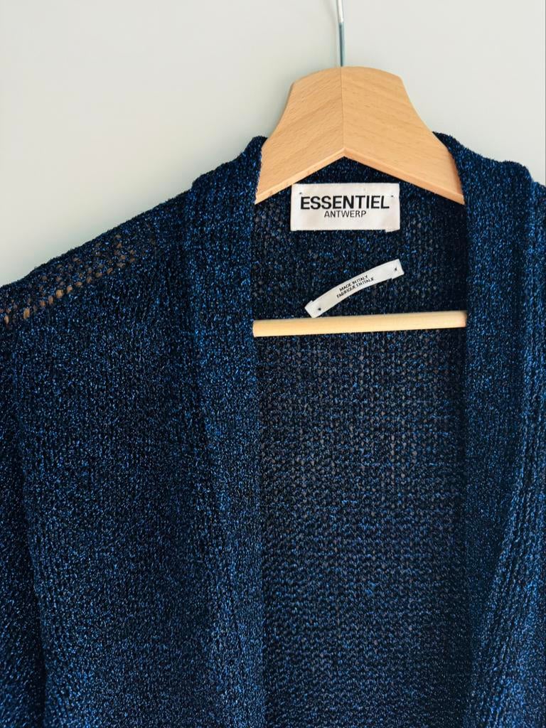 Donkerblauwe glitter cardigan Essentiel Antwerp, Ophalen of Verzenden, Maat 38/40 (M)