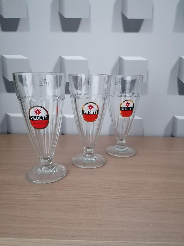 Vedett conisch glas. 7 stuks beschikbaar., Ophalen of Verzenden, Zo goed als nieuw