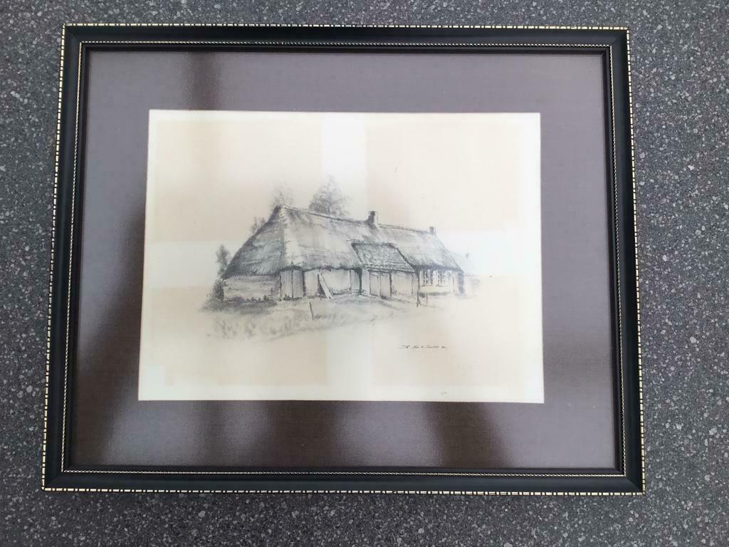 Potloodtekening van de Sassenhout hoeve uit Vorselaar., Enlèvement ou Envoi, Utilisé, Dessin