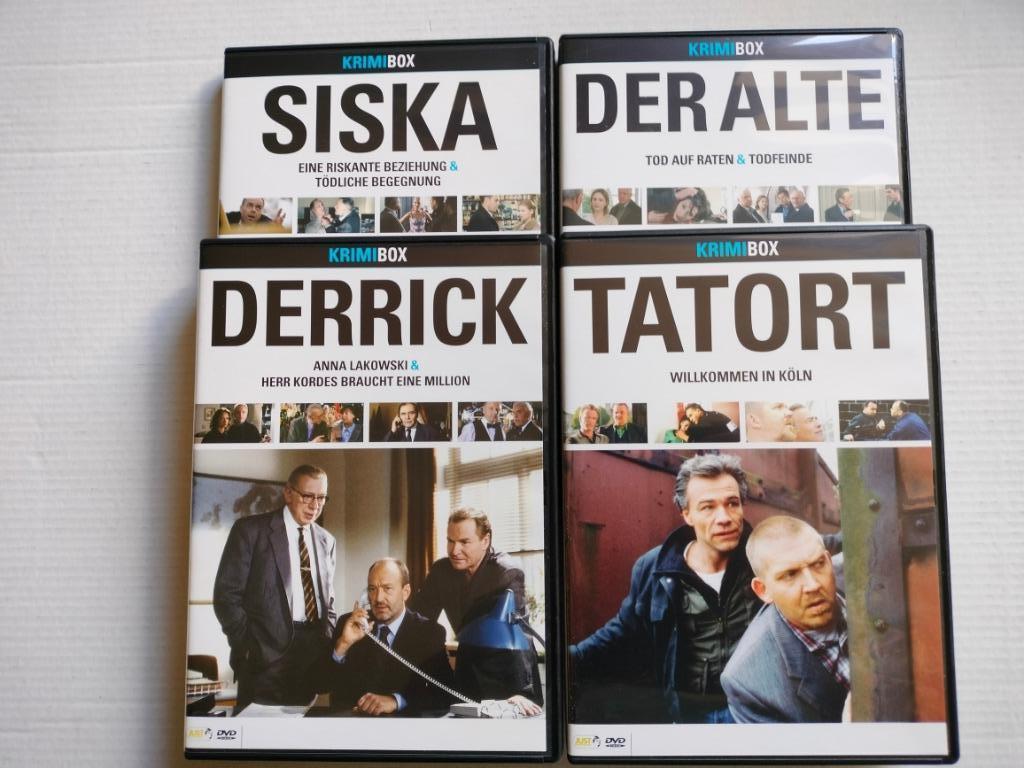 🔎 Krimi Box De Morgen 1. Tatort 2. Derrick 3. Alte 4. Siska, Cd's en Dvd's, Vanaf 16 jaar, Ophalen of Verzenden, Zo goed als nieuw