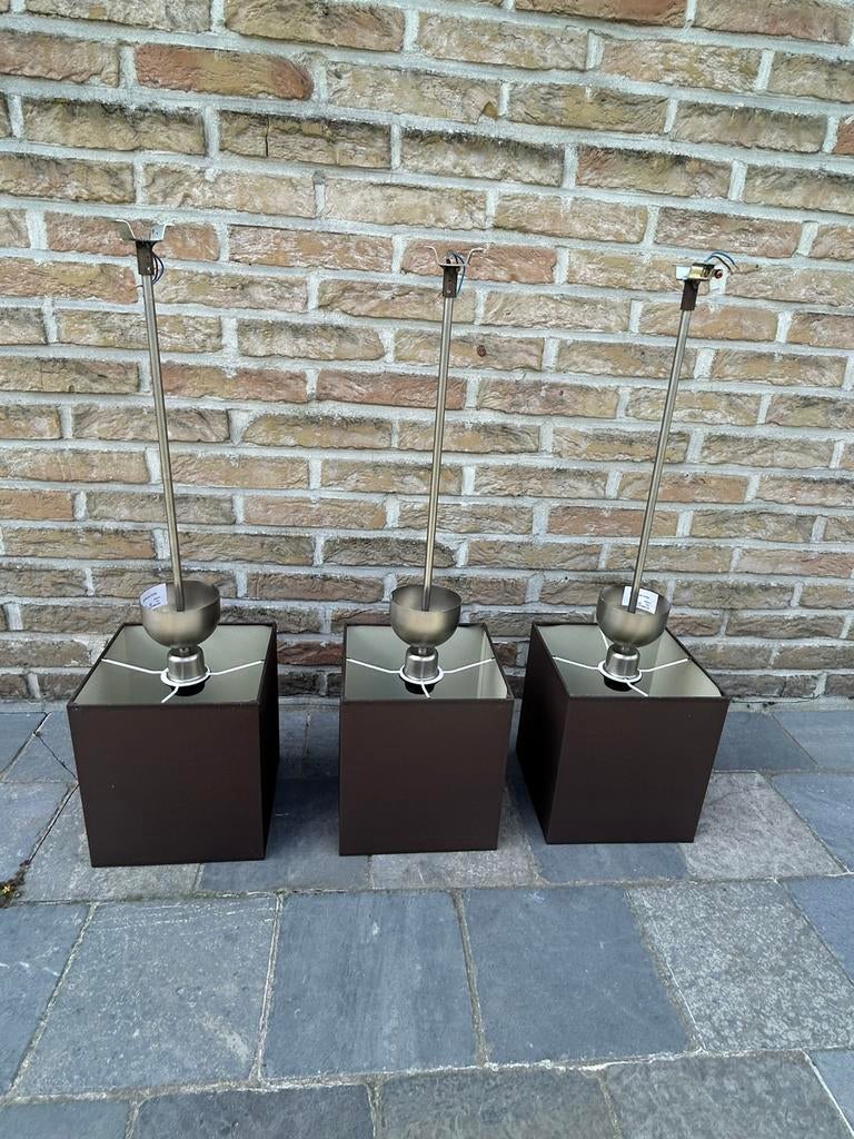 3 lampenkappen, Ophalen, Bruin, Gebruikt, Vierkant