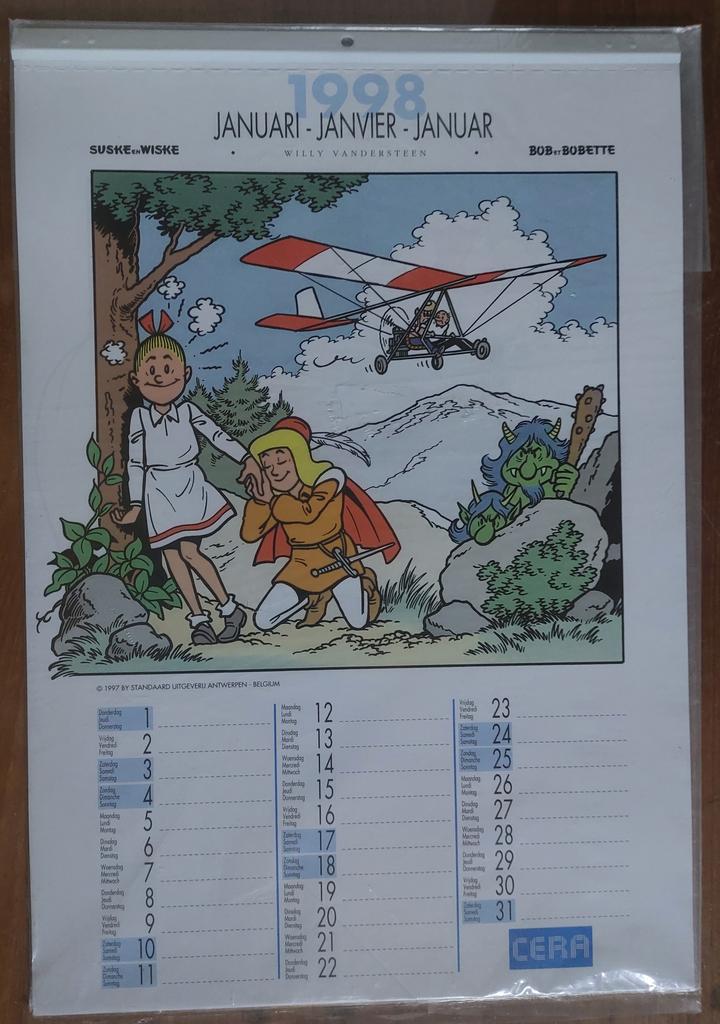 Suske en Wiske - Cera kalender 1998, Verzamelen, Stripfiguren, Ophalen of Verzenden, Suske en Wiske, Nieuw, Gebruiksvoorwerp