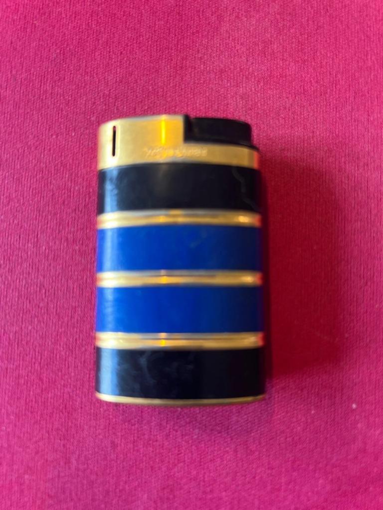 Yves Saint Laurent gasaansteker - blauw en zwart met verguld, Ophalen of Verzenden, Gebruikt, Aansteker