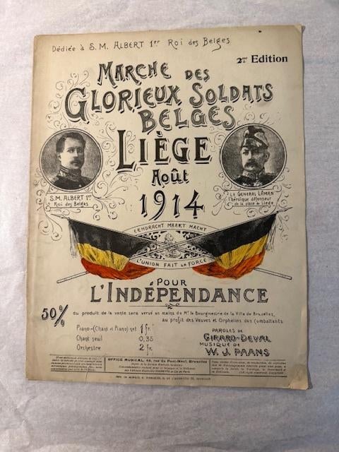 PAANS - Marche des Glorieux Soldats Belges, Muziek en Instrumenten, Bladmuziek, Gebruikt, Artiest of Componist, Klassiek, Piano
