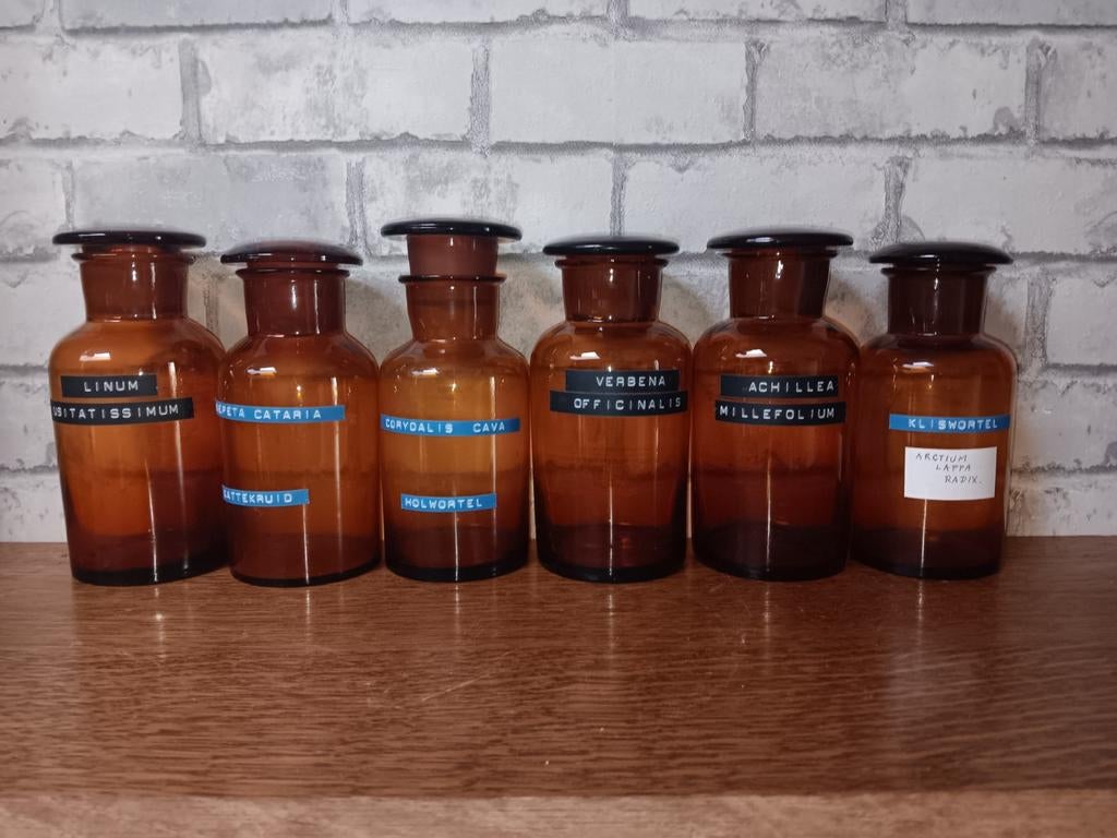 6 originele apothekersflessen., Antiek en Kunst, Ophalen of Verzenden