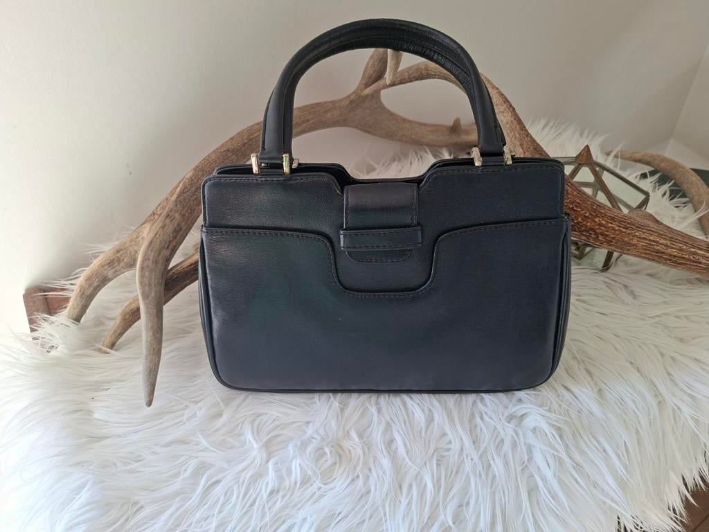 Handtas tophandle vintage donkerblauw mooie staat, Ophalen of Verzenden, Gebruikt, Blauw, Handtas