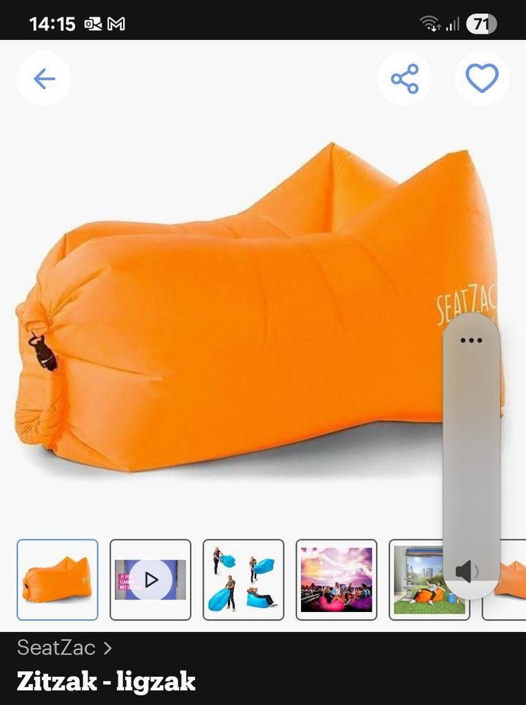 Ligzak van het merk Seatzac. NIEUW, Huis en Inrichting, Ophalen, Zo goed als nieuw, Oranje