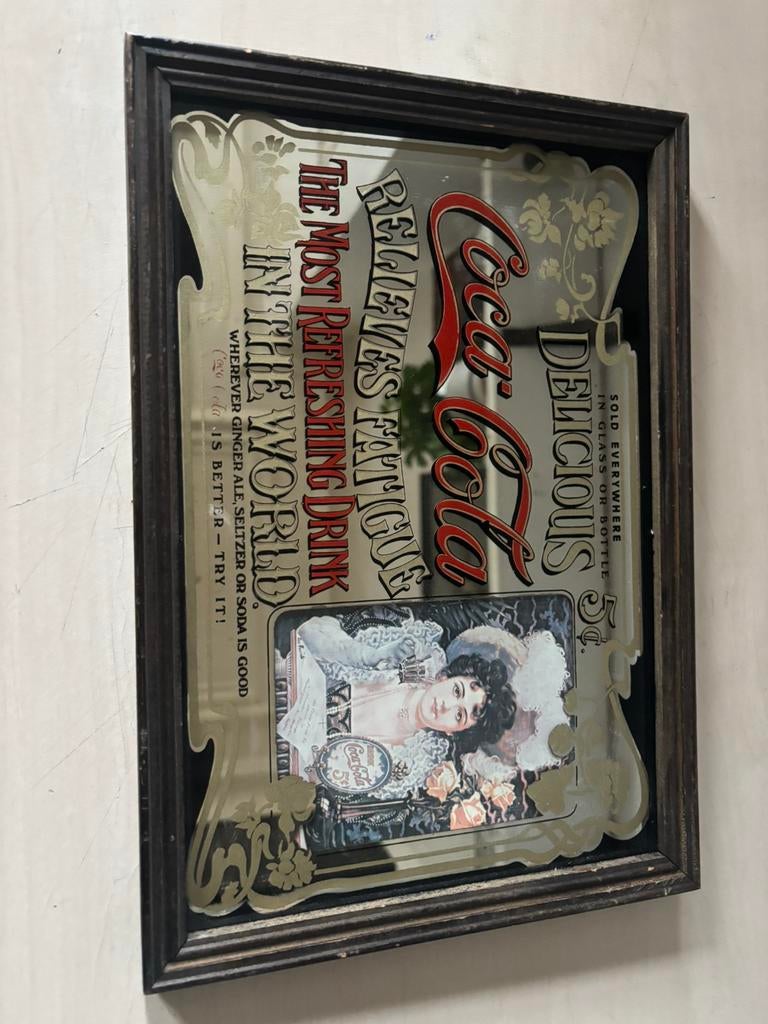 Vintage coca cola reclame spiegel, Antiek en Kunst, Ophalen of Verzenden