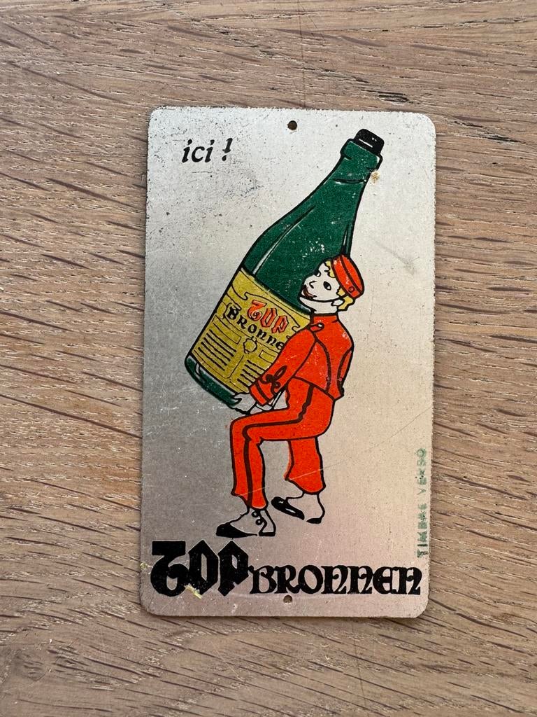 Oud Top Bronnen reclame bordje, Ophalen of Verzenden, Gebruikt, Reclamebord