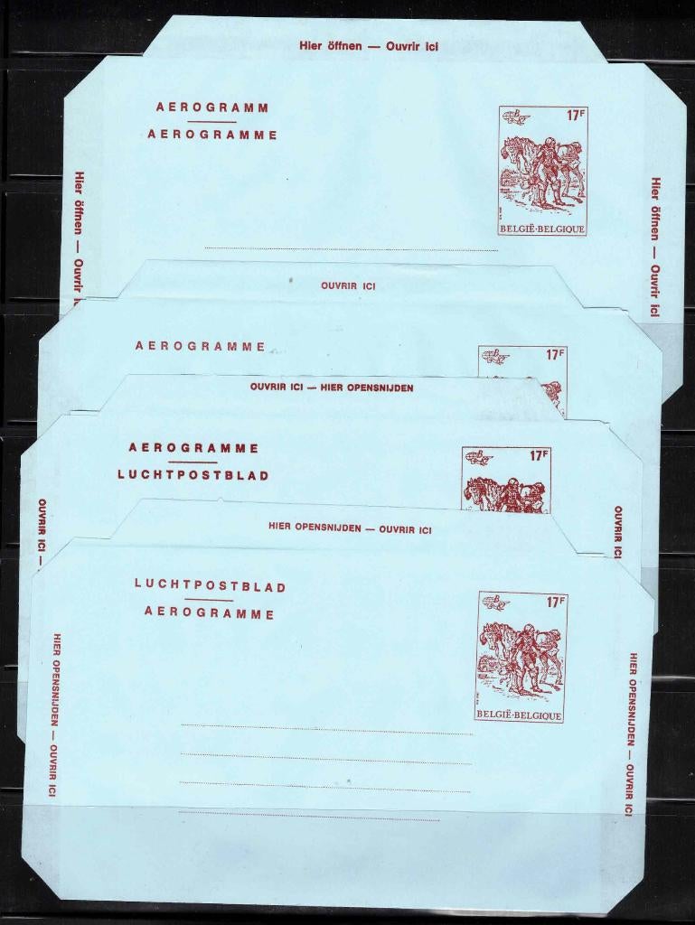belgie  4 voorgefrankeerde omslagen belgica luchtpost, Postzegels en Munten, Ophalen of Verzenden, Postfris, Zonder stempel