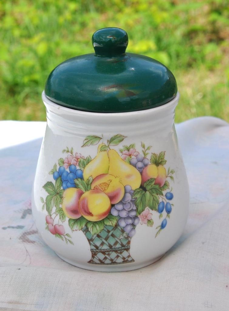 confiturier faience decor panier de fruit, Enlèvement ou Envoi