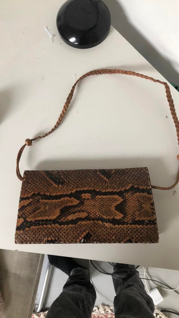 Vintage slangenleren handtas, Ophalen of Verzenden, Zo goed als nieuw, Handtas