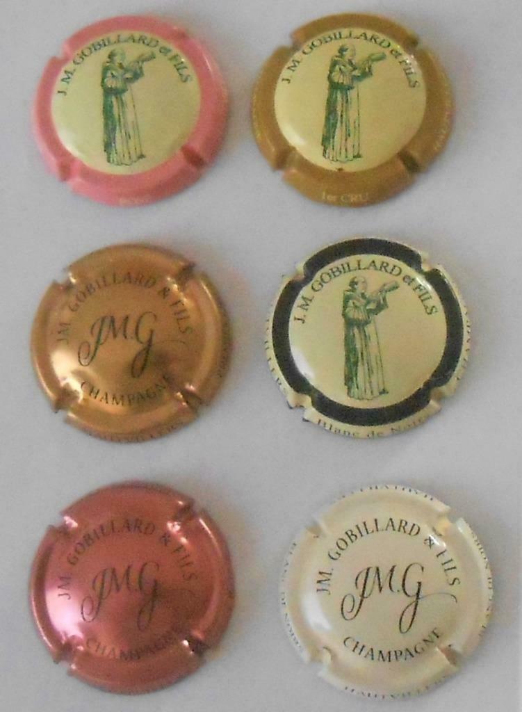 6 champagnecapsules van J.M. Gobillard et Fils, Verzenden, Gebruikt
