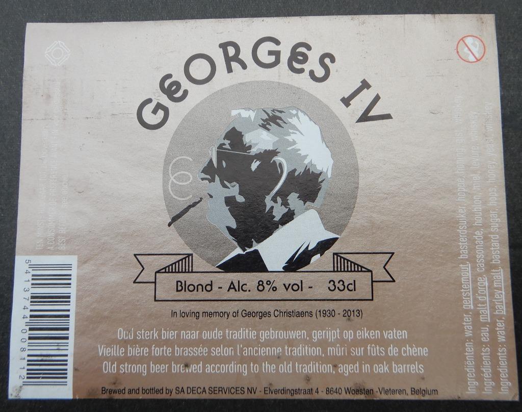 Étiquette de bière George IV Bras. Deca Services (8u4), Envoi, Utilisé