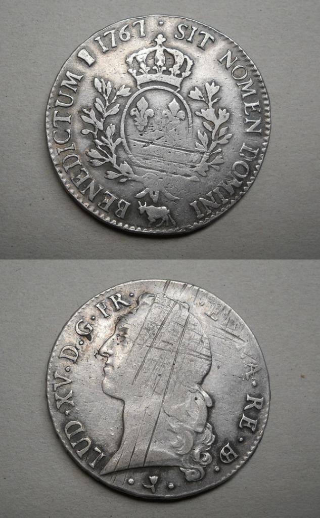 Ecu "au bandeau" de 1767 à l'effigie de Louis XV, Postzegels en Munten, Ophalen, Frankrijk, Zilver