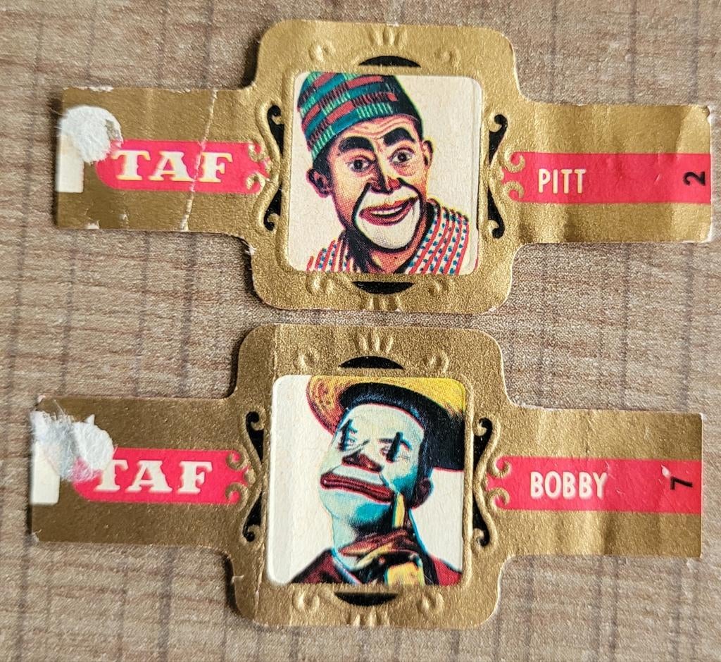 2 oude sigarenbandjes: clowns, Enlèvement ou Envoi, Utilisé, Bagues de cigare