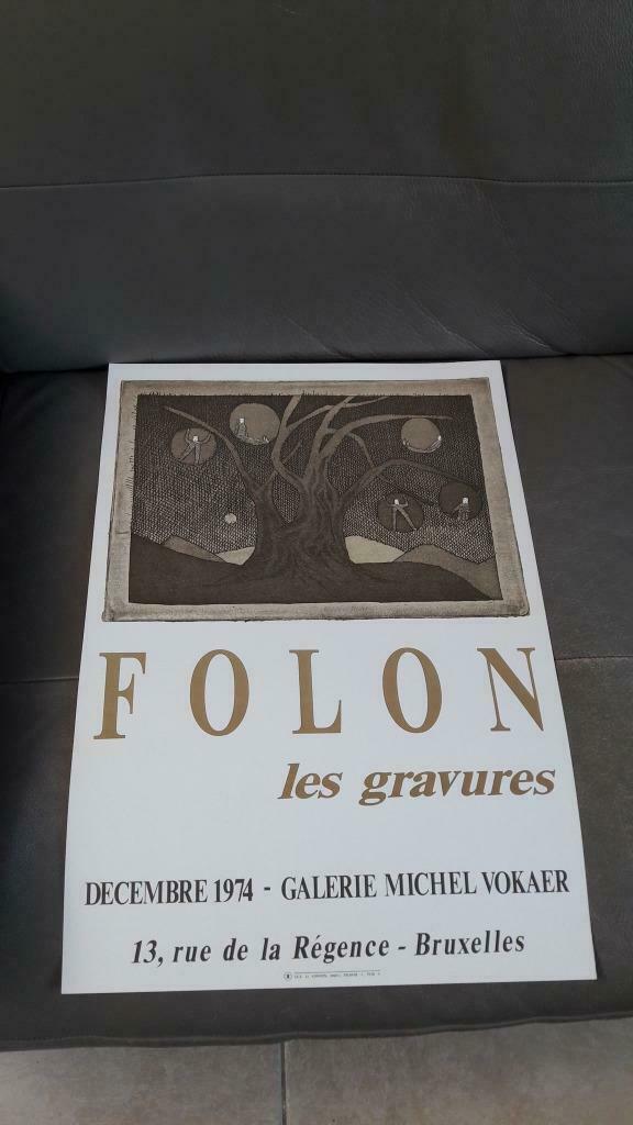 Affiche Folon 3 Galerie Vokaer, Enlèvement ou Envoi