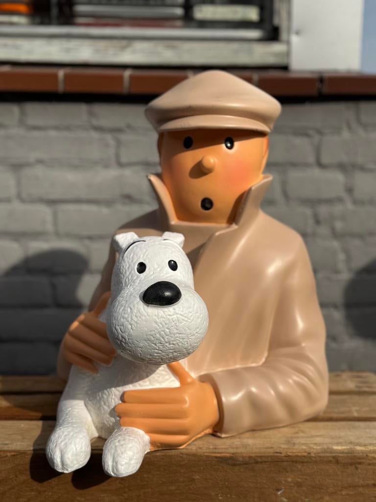 Kuifje beeld / buste met Bobbie, Ophalen, Kuifje, Zo goed als nieuw