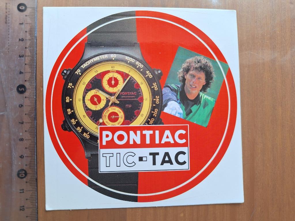 Vintage sticker Michel Preudhomme Pontiac reclame, Verzamelen, Ophalen of Verzenden, Zo goed als nieuw, Sport