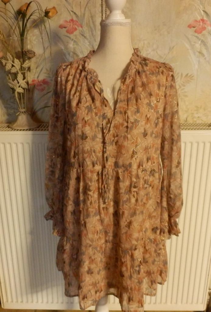 (84) -robe femme t.36 beige dorée - neuve - killy -, Beige, Nieuw, Ophalen of Verzenden, Knielengte