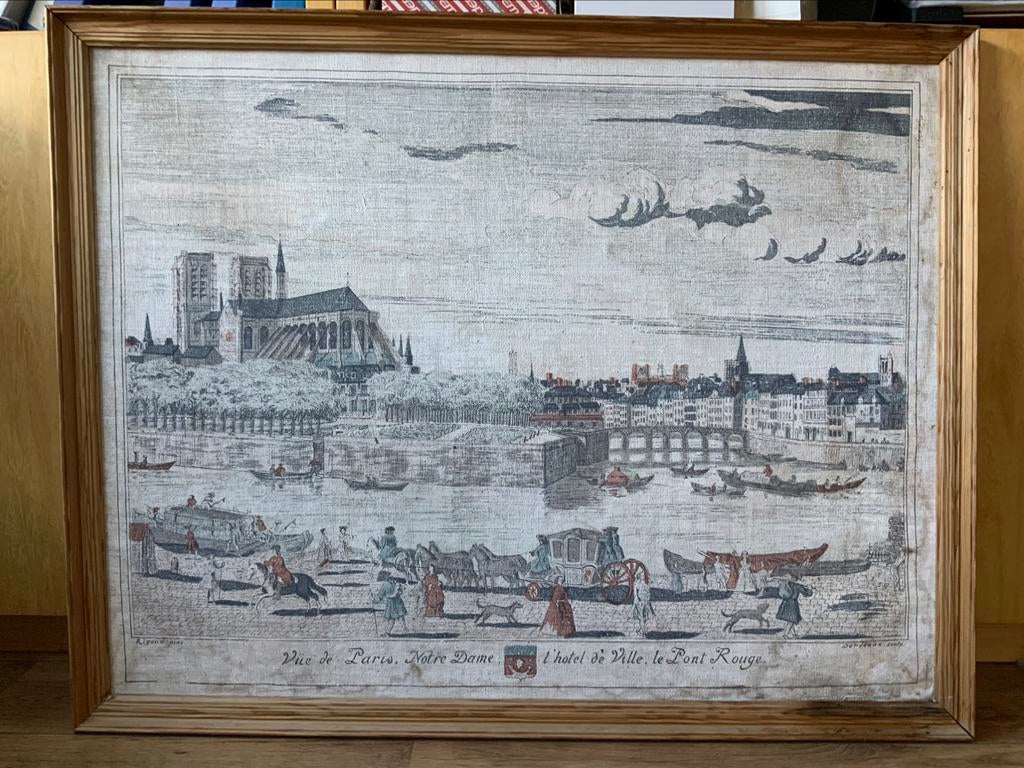 Derveaux Rigaud Vue de Paris Notre Dame le Pont Rouge, Antiquités & Art, Enlèvement ou Envoi