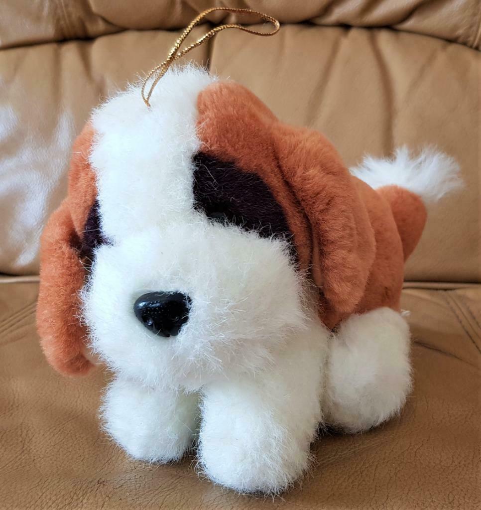 Petit chien brun et blanc en peluche, Enlèvement ou Envoi, Utilisé, Chien