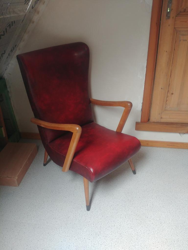 Vintage zetel, Huis en Inrichting, Ophalen, Gebruikt, Eenpersoons, Rechte bank