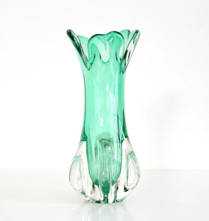 Jaren 60 kristallen modernistische vaas / Murano kristal, Ophalen of Verzenden