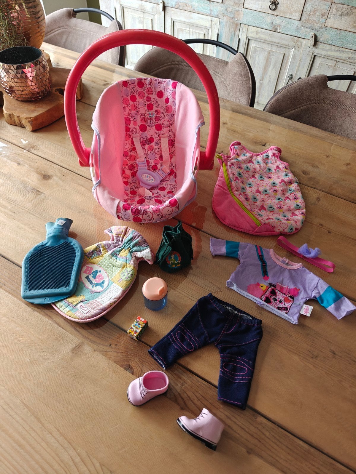 Baby Born Maxi cosi met accessoires, zie foto's, Kinderen en Baby's, Ophalen of Verzenden, Gebruikt, Babypop