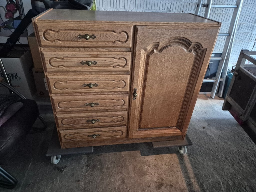 Commode en chêne massif avec porte d'armoire, Enlèvement