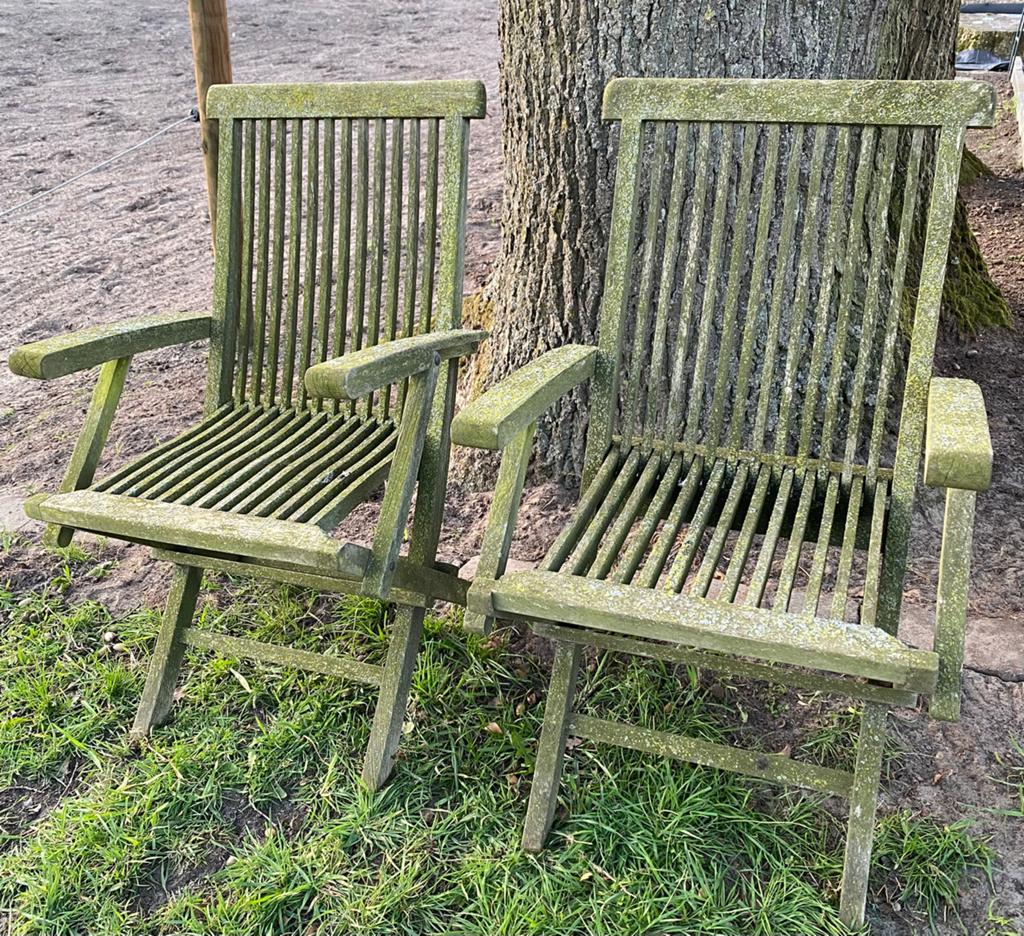 2 tuinstoelen in teak+gratis teakcleaner, Tuin en Terras, Tuinstoelen, Ophalen, Gebruikt, Teakhout