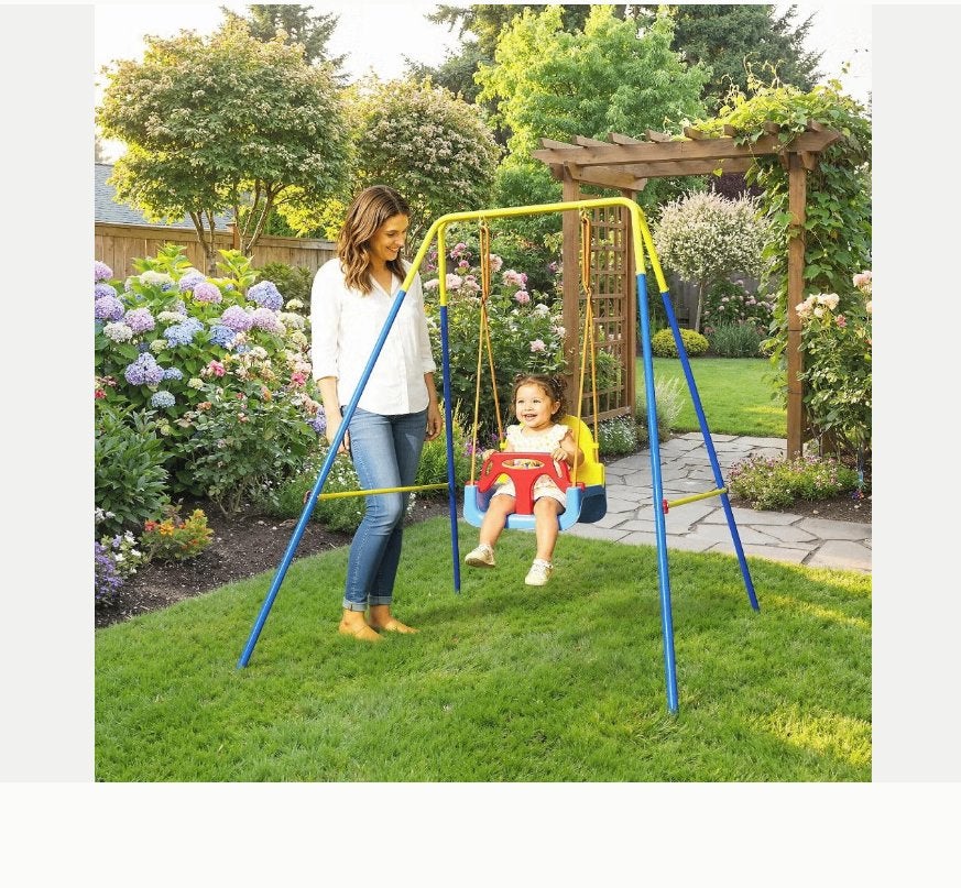 Prachtige babyschommel met opvouwbaar stalen frame, Jardin & Terrasse, Hamacs, Enlèvement ou Envoi, Neuf, Pliable