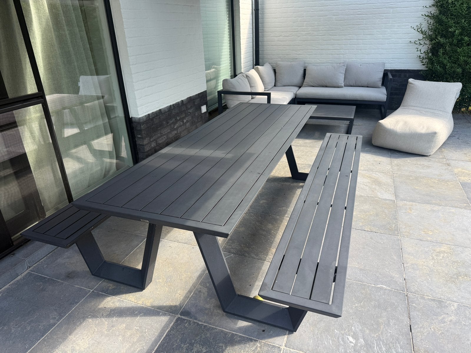 Picknicktafel, Tuin en Terras, Ophalen, Gebruikt, Hocker, Aluminium