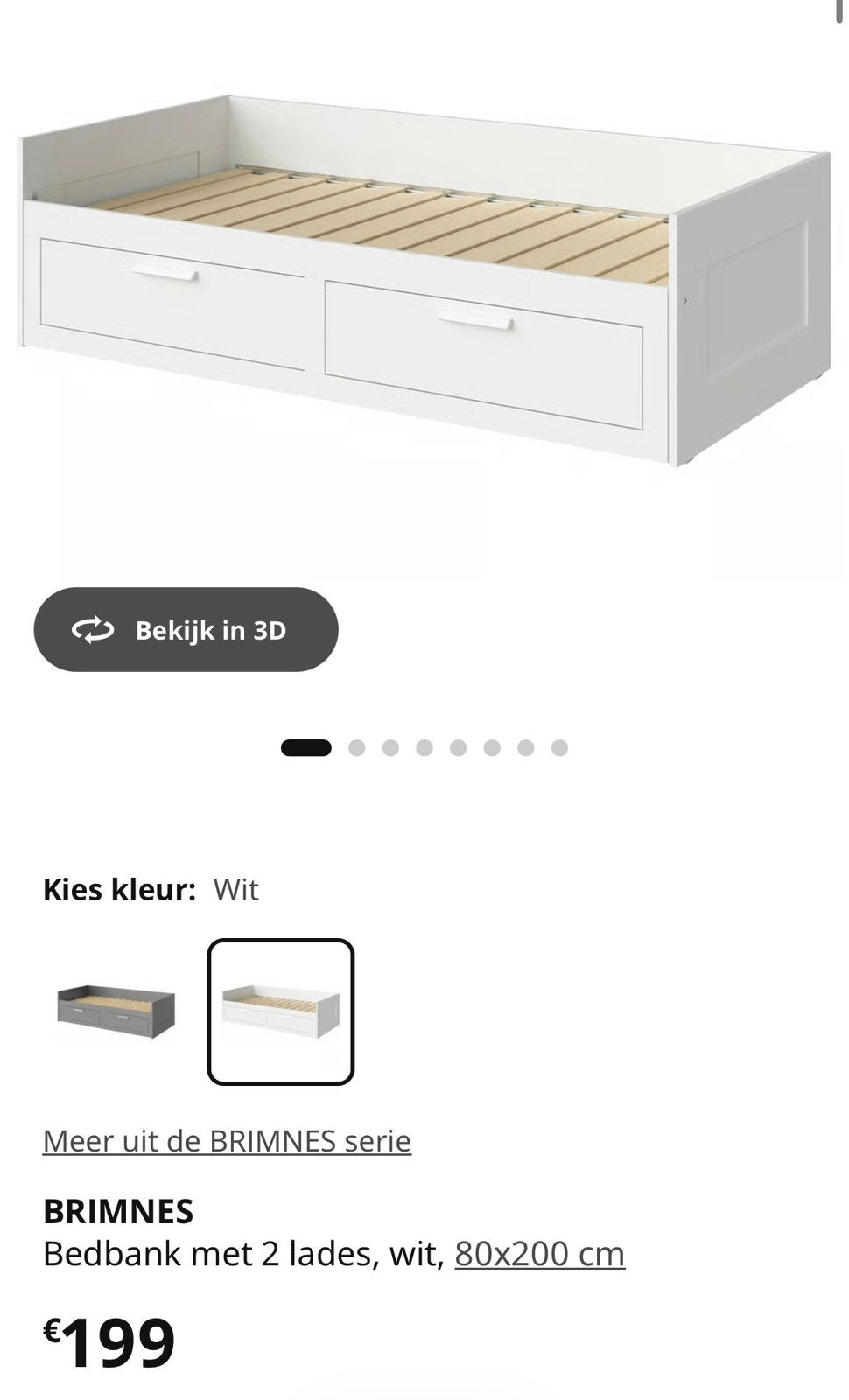 IKEA Brimnes bed met lades + 2 IKEA matrassen, Ophalen, Zo goed als nieuw, Tweepersoons, Wit