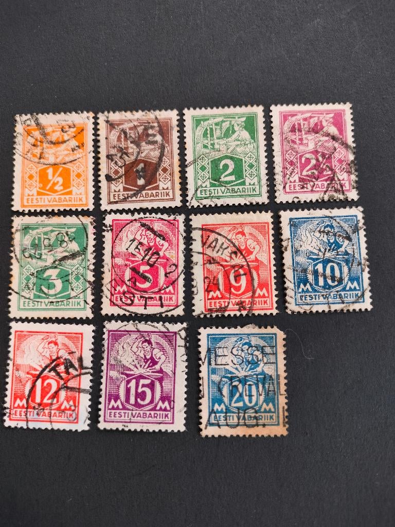 Estland 1922/28 - ambachten, weven, smid, Verzenden, Overige landen, Gestempeld