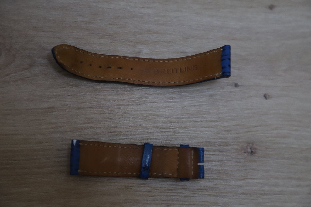 Authentieke leren armband van Breitling Blue Shark, Overige materialen, Leer, Breitling, Polshorloge