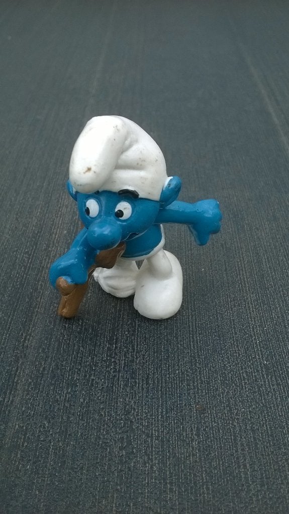 Schtroumpf avec béquille, Enlèvement ou Envoi, Utilisé, Autres Schtroumpfs, Poupée, Figurine ou Peluche