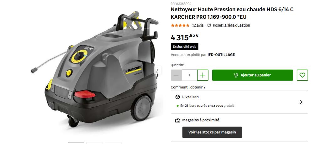Nettoyeur haute pression eau chaude Karcher profesionnel, Électrique, Avec pression d'eau réglable, Comme neuf, Enlèvement