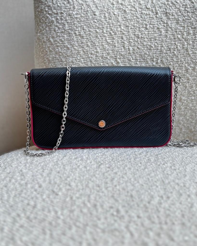 Louis Vuitton Pochette Felicie Zwart Epi Leer, Ophalen, Zo goed als nieuw, Zwart, Schoudertasje