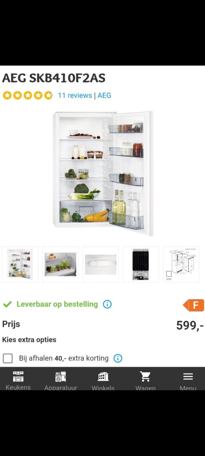 Réfrigérateur encastrable AEG neuf, Elektronische apparatuur, Koelkasten en IJskasten, Ophalen
