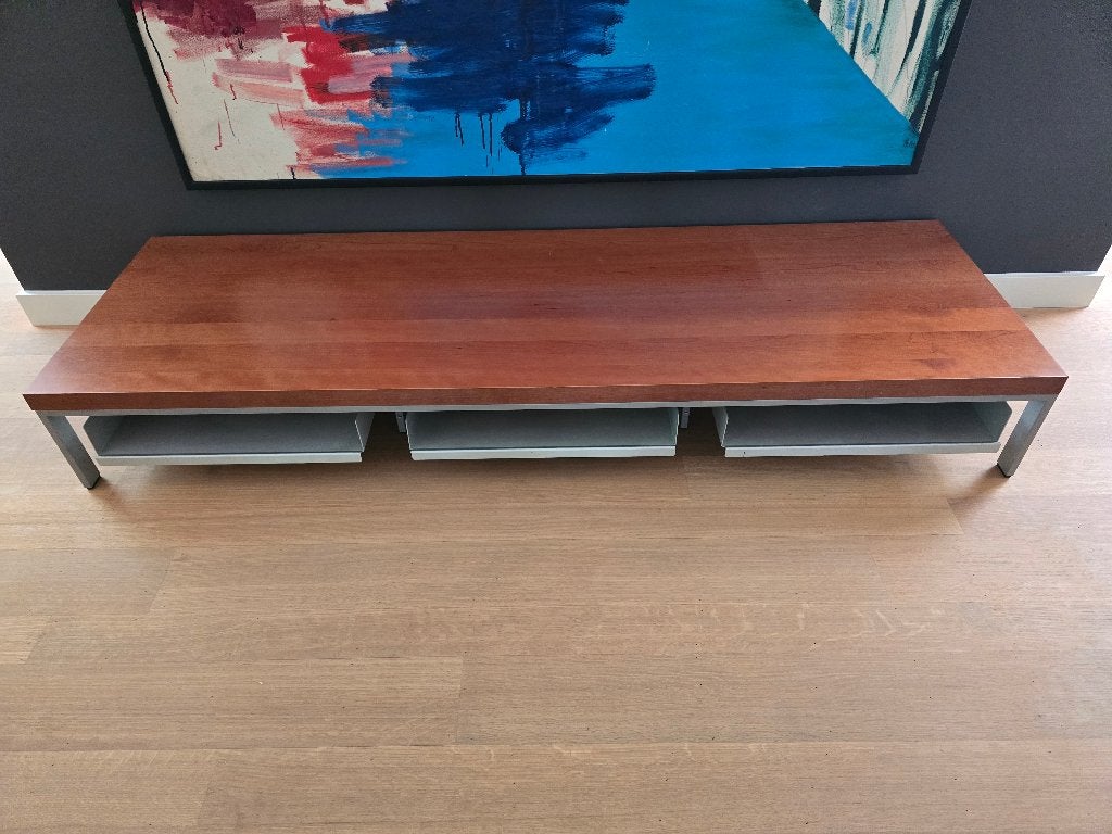 Moderne lage televisietafel met drie lades, Huis en Inrichting, Ophalen, Gebruikt, 150 tot 200 cm, Rechthoekig